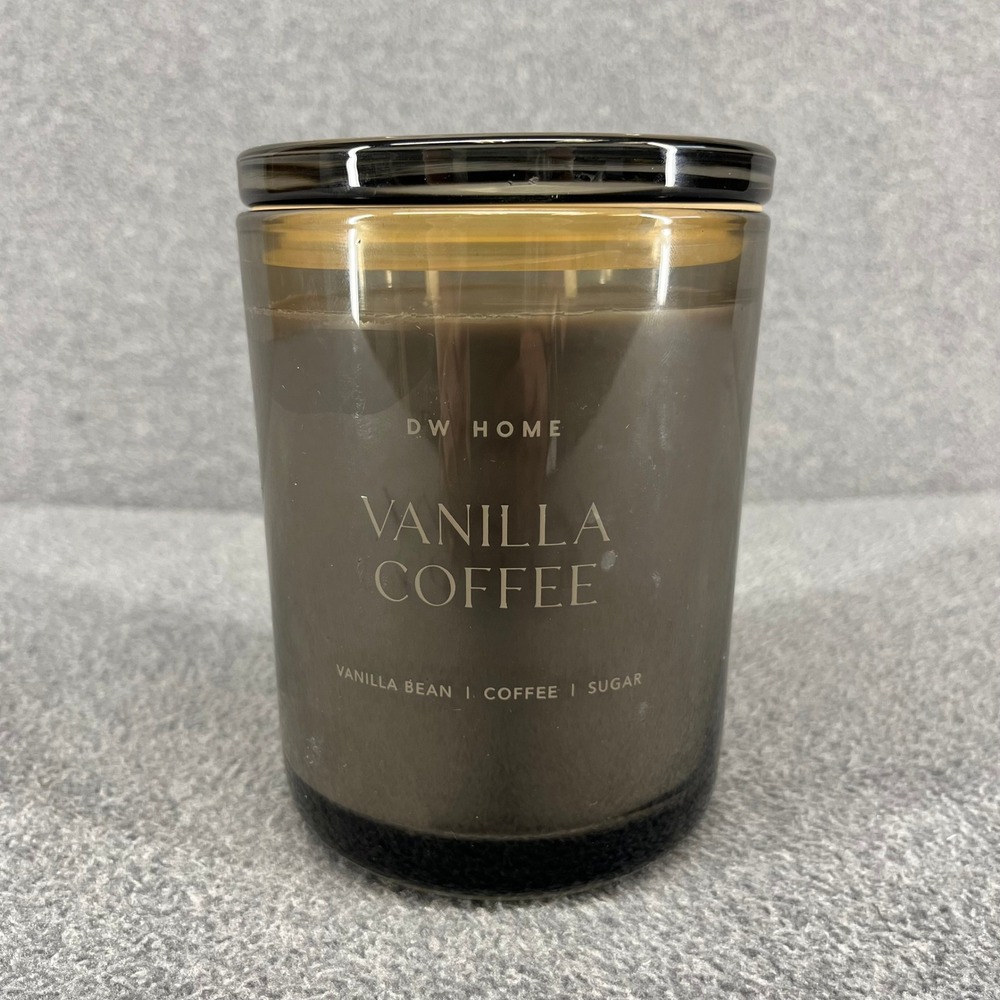 DW Home Vanilla Coffee Scented Candle 15.7 oz Brown Smoked Glass 2-Wick Jar New